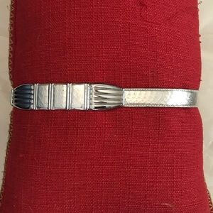 Vtg Pelle Italia Snakeskin silver belt Sz S EUC